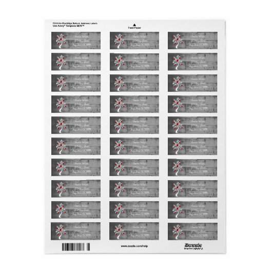 Red Valentijn Hearts Tree Return Address Label (Full Sheet)