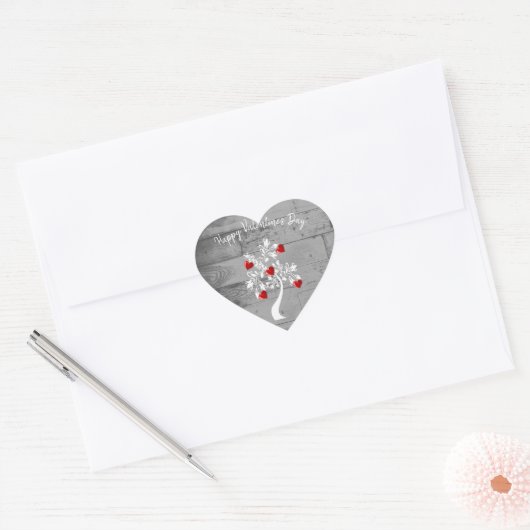 Red Valentijn Hearts Tree Sticker (Envelop)