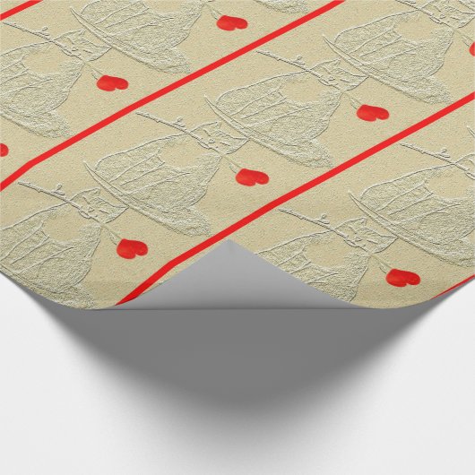 RED VALENTIJN KITTY CAT CADEAUPAPIER (Hoek)