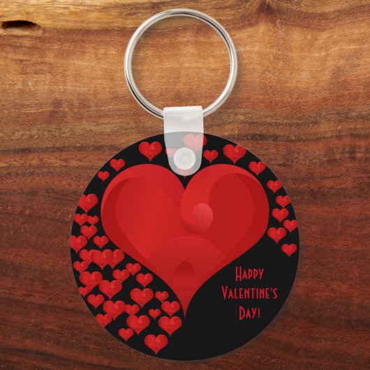 Red Valentijn Love Hearts Romantic Sleutelhanger (Voorkant)