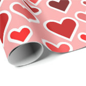 Red Valentijn's Day Love Hearts Cadeaupapier (Rol Hoek)