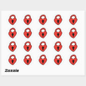 Red Valentijns  Doodle Heart Lock Tekening Heart A Ronde Sticker (Vel)