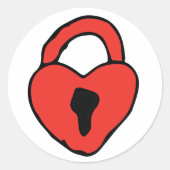 Red Valentijns  Doodle Heart Lock Tekening Heart A Ronde Sticker (Voorkant)