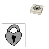 Red Valentijns  Doodle Heart Lock Tekening Heart A Rubberstempel (Gestempeld)