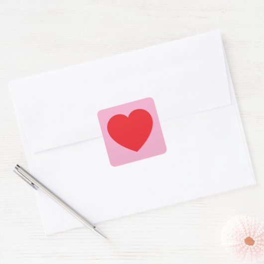 Red Valentijns Heart Vierkante Sticker (Envelop)