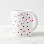 Red Valentijns Hearts Patroon Grote Koffiekop (Voorkant rechts)