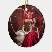 Red Valentijnsdag Fairy Keramisch Ornament (Links)