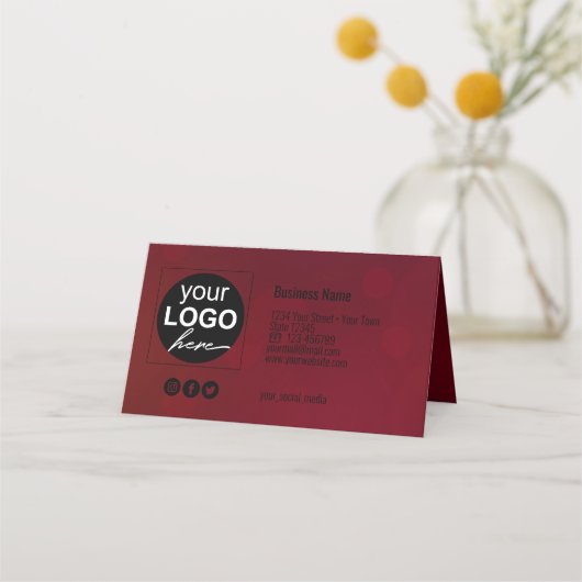 Red Valentijnsdag Gold Heart Ribbon-kaartje Plaatskaartje (Achterkant)