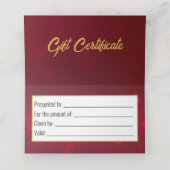 Red Valentijnsdag Gold Heart Ribbon-kaartje Plaatskaartje (Binnenkant ongevouwen)