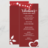 Red Valentijnsdag Hearts Eigen diner Menu (Voorkant / Achterkant)