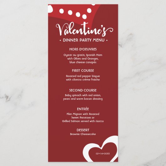 Red Valentijnsdag Hearts Eigen diner Menu (Voorkant)