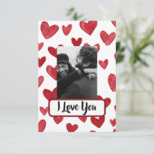 Red Valentine’s Card with Photo & Love Message Bedankkaart (Staand voorkant)