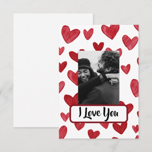 Red Valentine’s Card with Photo & Love Message Bedankkaart (Voorkant / Achterkant)