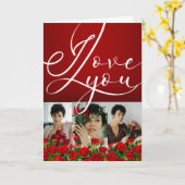 Red Valentine’s Day I Love You Photo Collage Kaart (Gele Bloem)