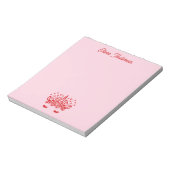 Red Valentine Unicorn Kids Valentines Day Custom Notitieblok (Linkerzijde)