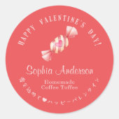 Red Valentine's Day Heart Candy Bakery Cute Modern Ronde Sticker (Voorkant)