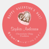 Red Valentine's Day Heart Chocolate Bakery Modern Ronde Sticker (Voorkant)