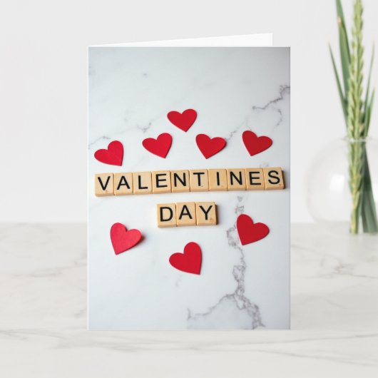 Red Valentines Day Scrabble Card Kaart (Voorkant)