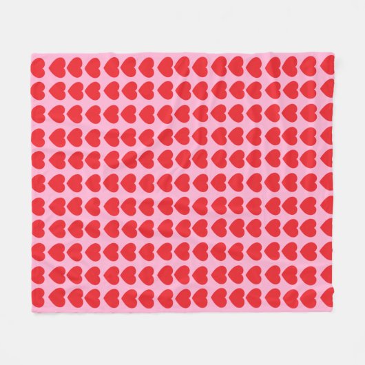 Red Valentines Hearts Fleece Deken (Voorkant (Horizontaal))