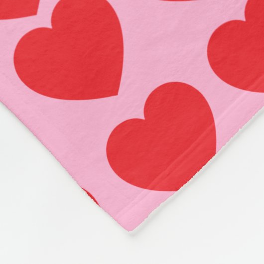 Red Valentines Hearts Fleece Deken (Hoek)