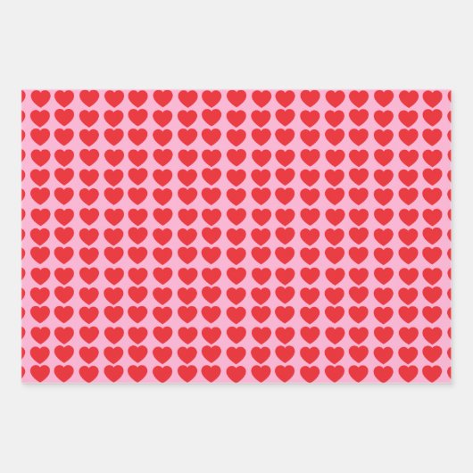 Red Valentines Hearts Inpakpapier Vel (Voorkant 2)