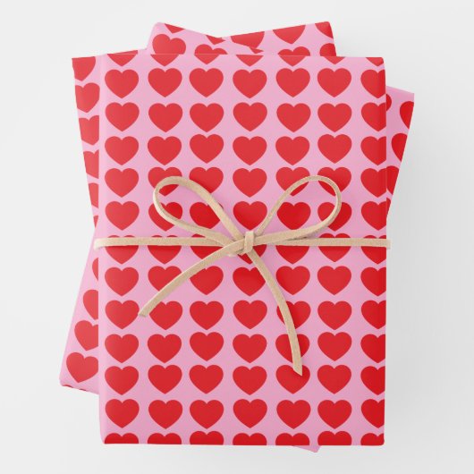 Red Valentines Hearts Inpakpapier Vel (In situ)