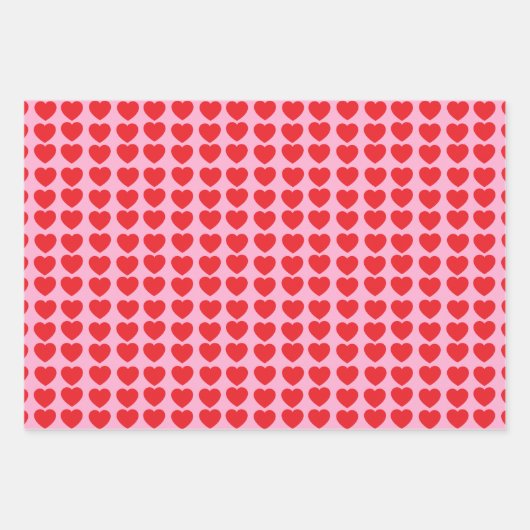 Red Valentines Hearts Inpakpapier Vel (Voorkant)