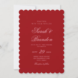 Red Valentines Minimalist Script Wedding Kaart