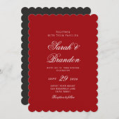 Red Valentines Minimalist Script Wedding Kaart (Voorkant / Achterkant)
