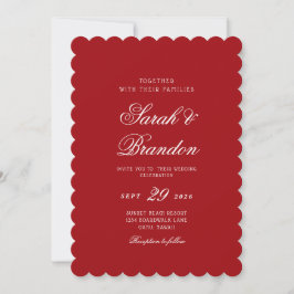 Red Valentines Minimalist Script Wedding Kaart