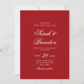 Red Valentines Minimalist Script Wedding Kaart (Voorkant)