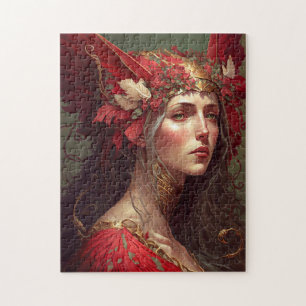 Red Valkyrie Woman Fantasy Art Legpuzzel