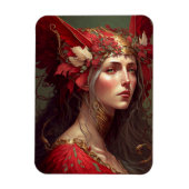 Red Valkyrie Woman Fantasy Art Magneet (Verticaal)