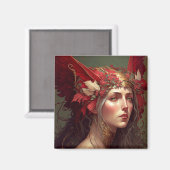 Red Valkyrie Woman Fantasy Art Magneet (Voorkant / Achterkant)