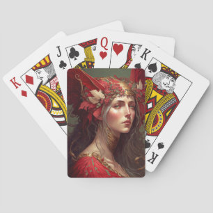 Red Valkyrie Woman Fantasy Art Pokerkaarten