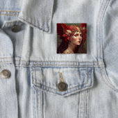 Red Valkyrie Woman Fantasy Art Vierkante Button 5,1 Cm (In situ)