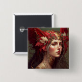 Red Valkyrie Woman Fantasy Art Vierkante Button 5,1 Cm (Voorkant /achterkant)