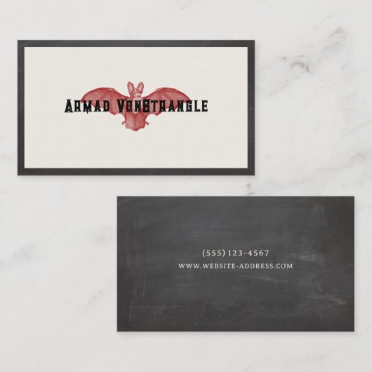 Red Vampire Bat Halloween Visitekaartje (Voorkant / Achterkant)