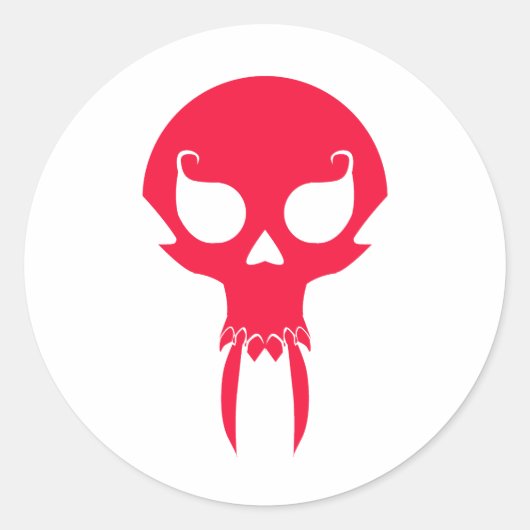 RED VAMPIRE SKULL RONDE STICKER (Voorkant)