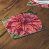 Red Variegated Dahlia Bloom Floral Bier Onderzetter