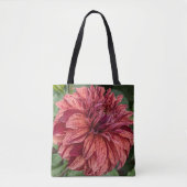 Red Variegated Dahlia Bloom Floral Tote Bag (Voorkant)