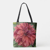 Red Variegated Dahlia Bloom Floral Tote Bag (Achterkant)