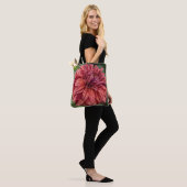 Red Variegated Dahlia Bloom Floral Tote Bag (Op model)