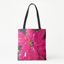 Red Variegated Poinsettia Holiday Canvas tas
