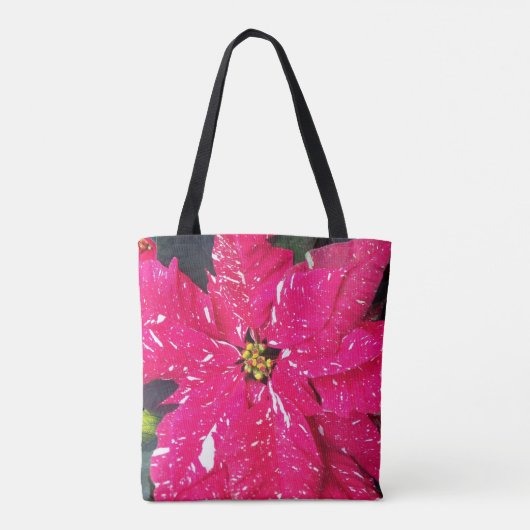 Red Variegated Poinsettia Holiday Canvas tas (Achterkant)