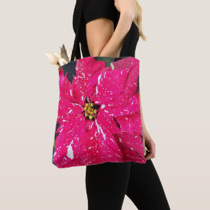 Red Variegated Poinsettia Holiday Canvas tas