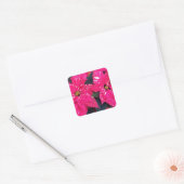 Red Variegated Poinsettia Holiday Vierkante Sticker (Envelop)