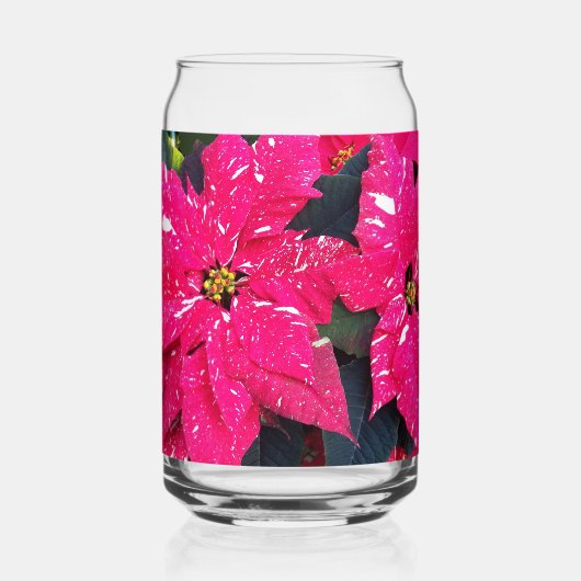 Red Variegated Poinsettias Holiday Blikvorm Glas (Voorkant)
