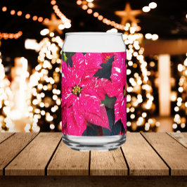 Red Variegated Poinsettias Holiday Blikvorm Glas