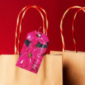 Red Variegated Poinsettias Holiday Cadeaulabel